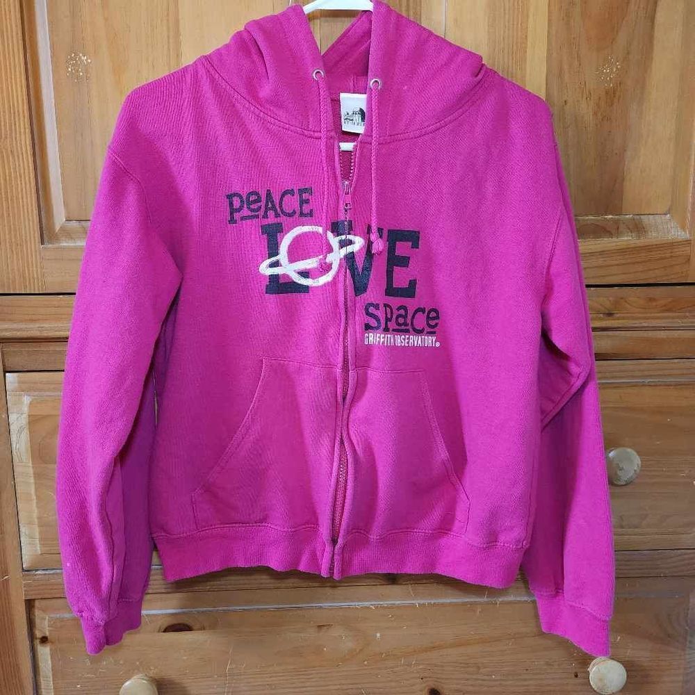 Griffith Observatory Zip up Sweat Jacket Graphic  "Peace Love Space" Pin…